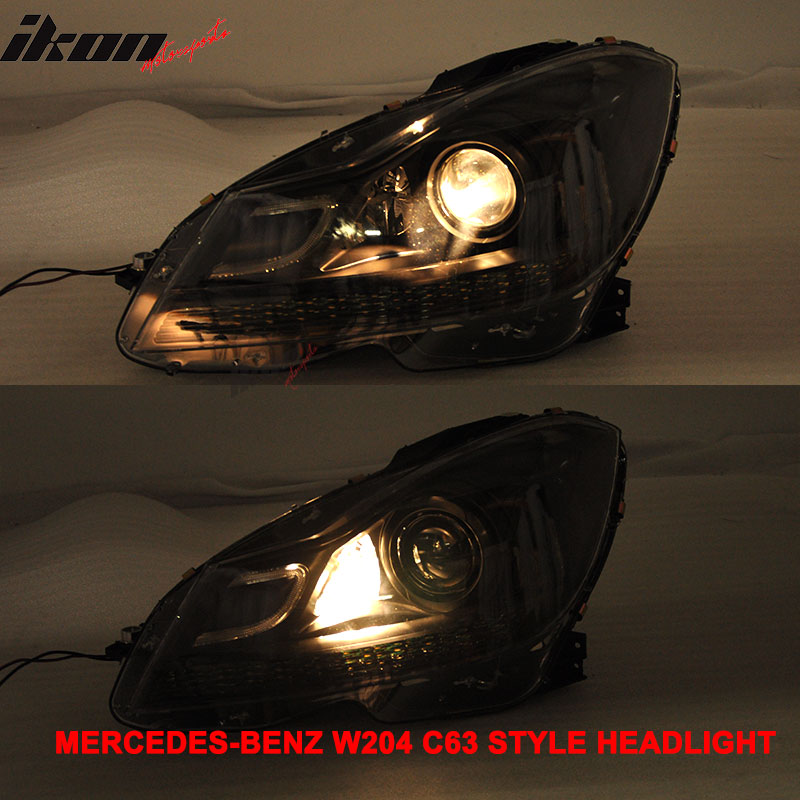 Fits 08-11 Mercedes W204 C-Class C63 AMG Hood + Projector Headlight Carbon Fiber
