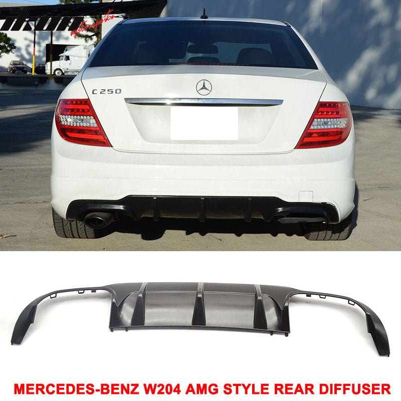 Compatible With 2012-2014 Benz W204 C-Class AMG Carbon Fiber CF Rear Diffuser + C63 Exhaust Tips