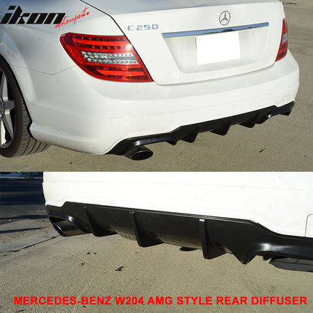 Fits 12-14 Benz W204 C-Class AMG Carbon Fiber Rear Diffuser + C63 Exhaust Tips