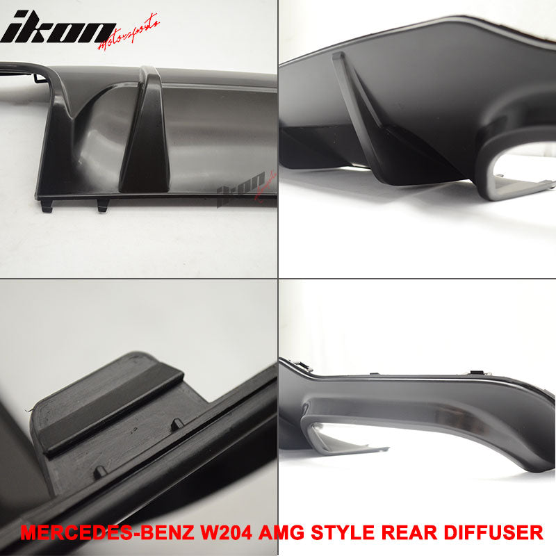 Fits 12-14 Benz W204 C-Class AMG Carbon Fiber Rear Diffuser + C63 Exhaust Tips