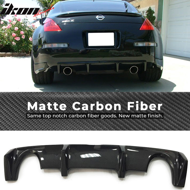 Fits 03-09 Nissan 350Z Rear Bumper Lip Diffuser Valance Matte Carbon ...