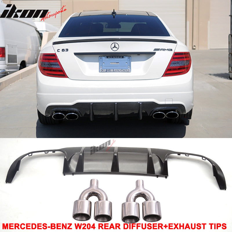 Compatible With 2012-2014 Benz W204 C-Class AMG Carbon Fiber CF Rear ...