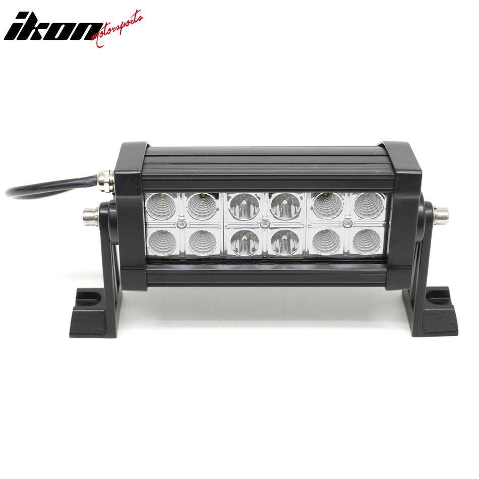 7" 36W 12 LED 2 Row 30 Flood Center + 60 Flood Outer LED Work Light Bar Spot Flood Combo Truck SUV ATV Off Road For Universal Black
