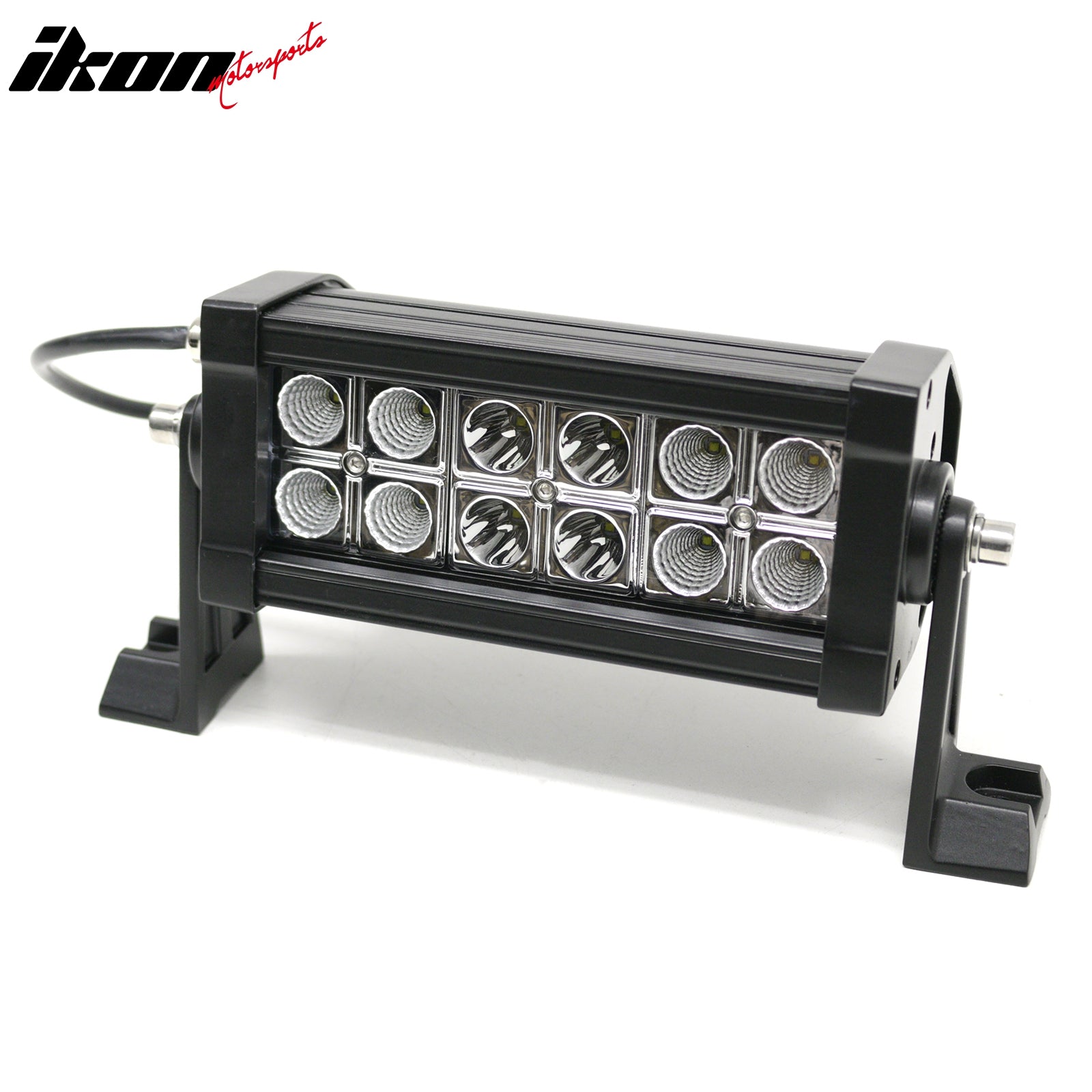 Universal Fit LED Light Bar Black 7" 36W 12 LED 2 Row 30 Center