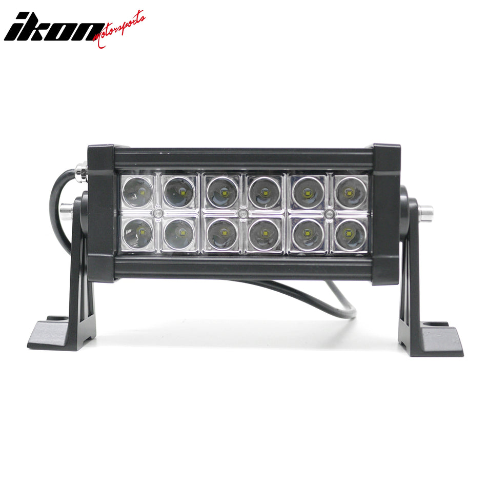 7" 36W 12 LED 2 Row 30 Degree Flood LED Work Light Bar Spot Flood Combo Truck SUV ATV Off Road For Universal Black