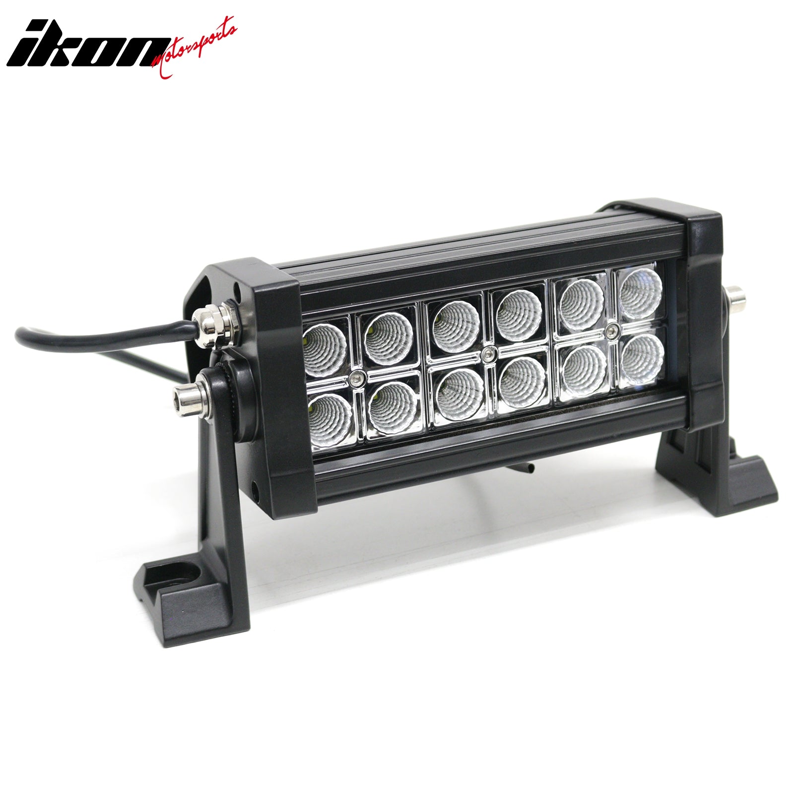 Universal Fit LED Light Bar Black 7" 36W 12 LED 2 Row 60 Degree Flood LED