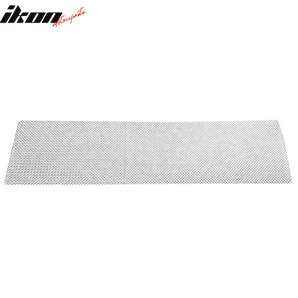 Universal (1'x4' Sheet 1/4in x 1/4in Holes) Front Bumper Hood Grille Insert Replacement Chrome Woven Mesh Lock Crimp Style