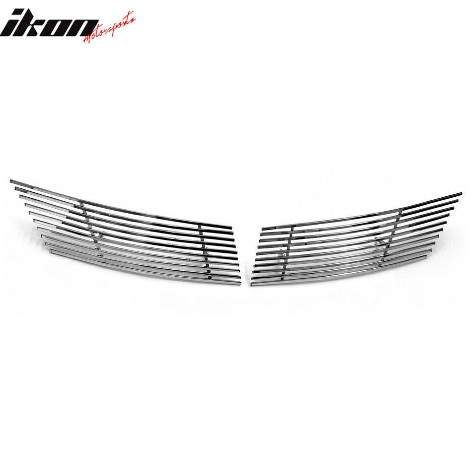 2007-2011 Nissan Versa 2PCS Front Bumper Hood Upper Grille Replacement Chrome Stainless Steel Billet Style