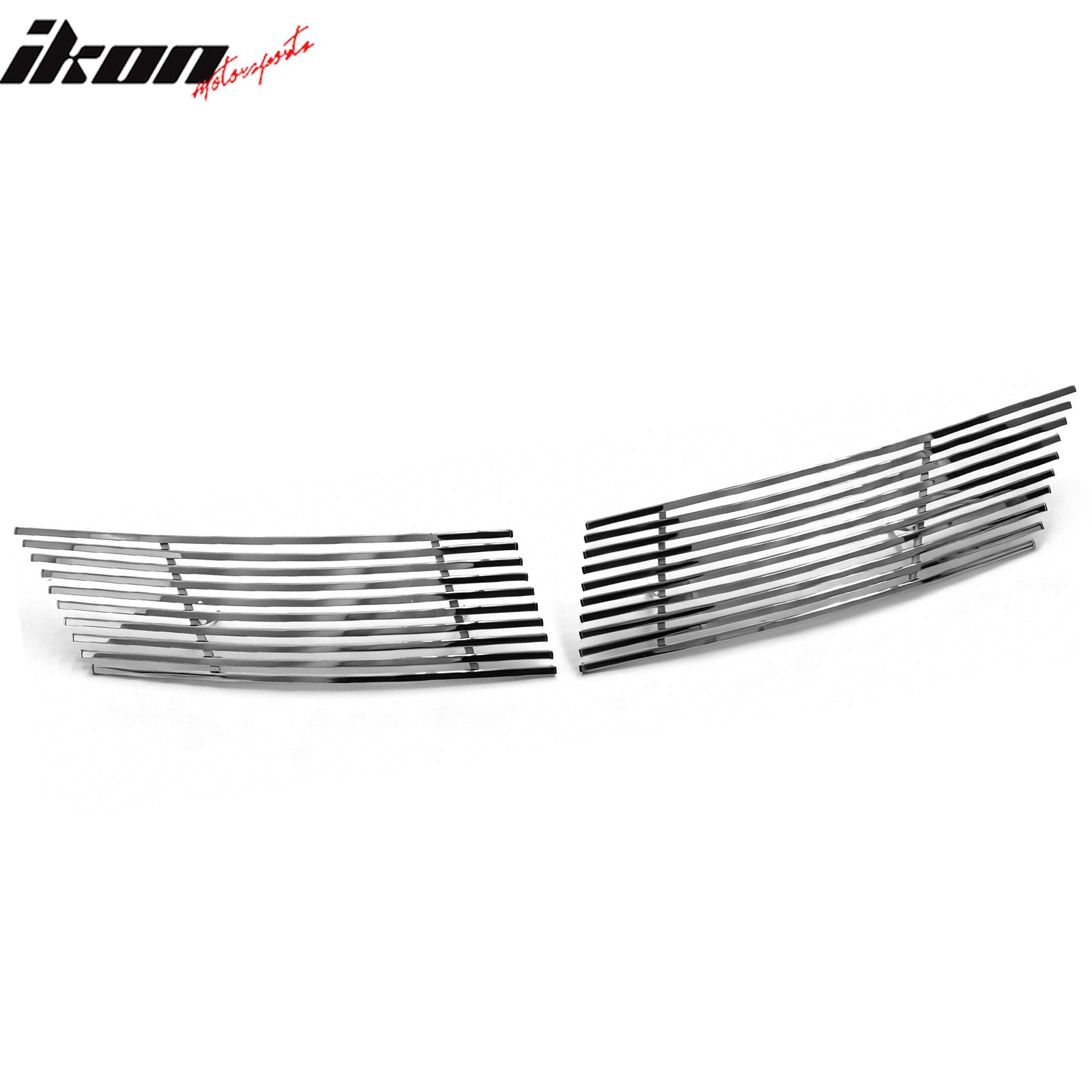 IKON MOTORSPORTS Front Upper Grille, Compatible with 2007-2011 Nissan Versa, Billet Style Chrome Stainless Steel Replacement Front Bumper Hood Grill, 2PCS