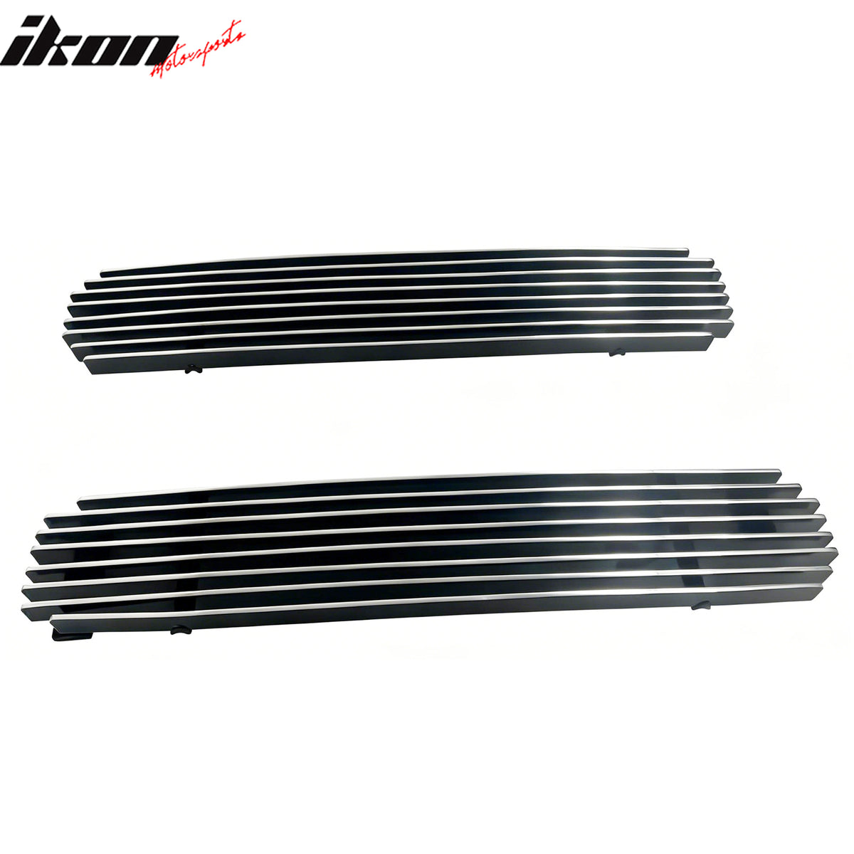 IKON MOTORSPORTS Front Lower Grille, Compatible with 1995-1997 Nissan Hardbody Pickup, Billet Style Chrome Replacement Front Bumper Grill, 2PCS