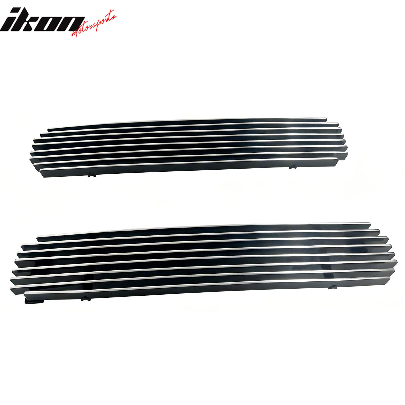 IKON MOTORSPORTS Front Lower Grille, Compatible with 1995-1997 Nissan Hardbody Pickup, Billet Style Chrome Replacement Front Bumper Grill, 2PCS
