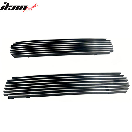 IKON MOTORSPORTS Front Lower Grille, Compatible with 1995-1997 Nissan Hardbody Pickup, Billet Style Chrome Replacement Front Bumper Grill, 2PCS