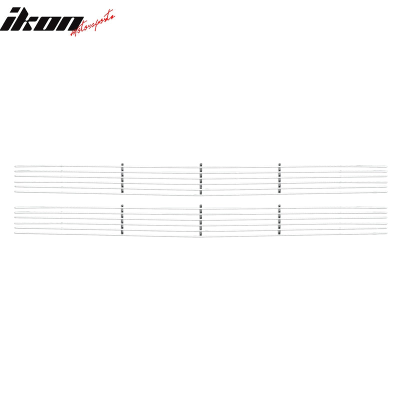 IKON MOTORSPORTS, Front Grille Compatible With 1994-1998 Chevrolet C1500/C2500/C3500/K1500/K2500/K3500, Front Bumper Upper Hood Grille Insert Assembly Replacement Aluminum Polished Silver