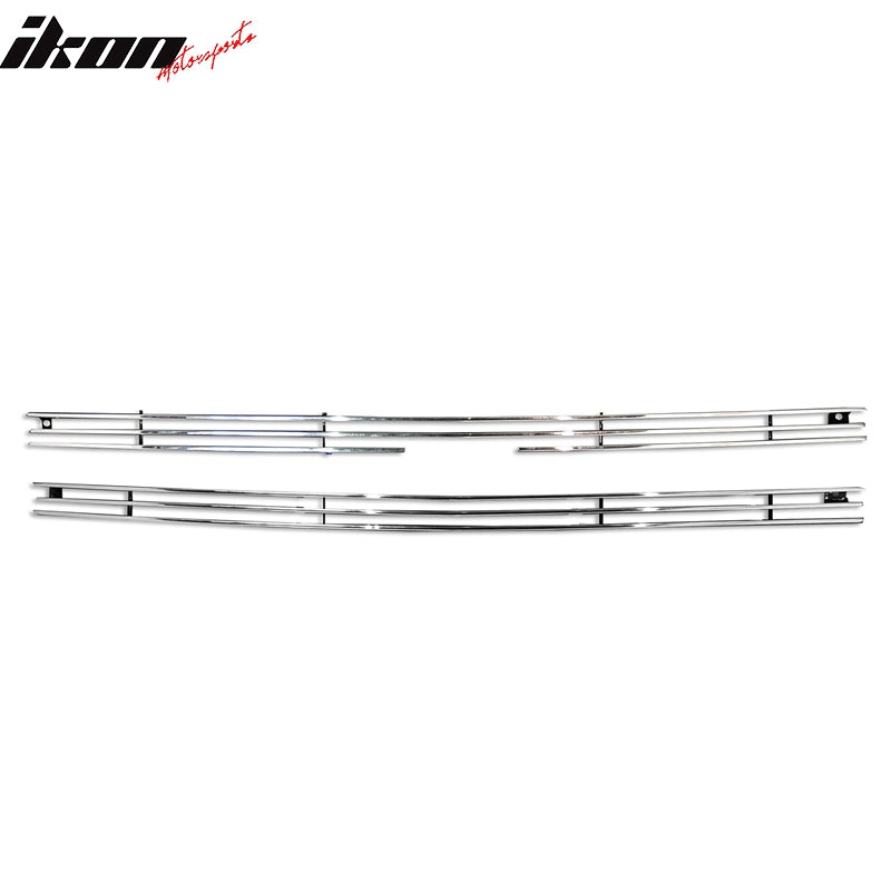 IKON MOTORSPORTS, Front Grille Compatible With 1994-1997 Chevrolet S10 & Blazer, Front Bumper Upper Hood Grille Insert Assembly Replacement Aluminum Polished Silver