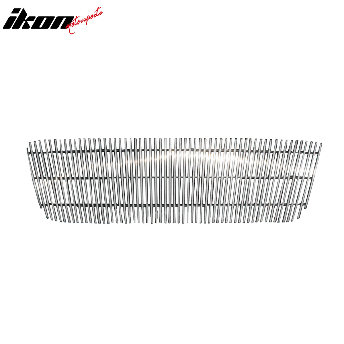 IKON MOTORSPORTS, Front Grille Compatible With 2004-2008 Ford F-150, Front Bumper Upper Hood Grille Insert Assembly Replacement Aluminum Polished Silver Vertical Cutout Style