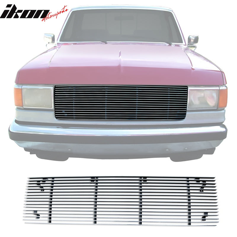 1987-1991 Ford Bronco & F-150 Cutout Style Polished Silver Front Grile