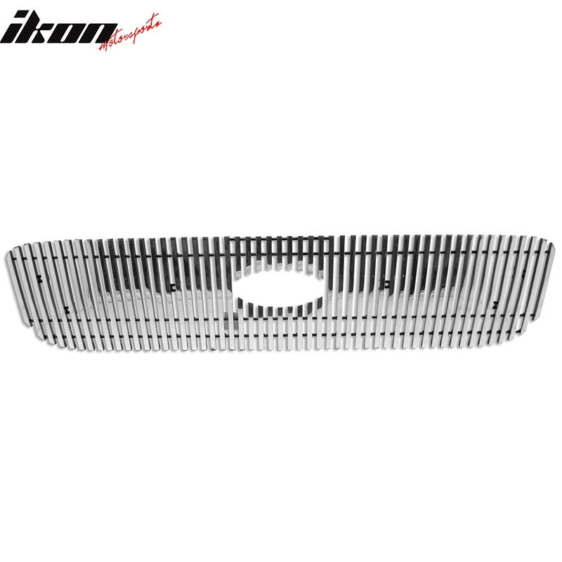 Fits 97-98 Ford F-150 Vertical Overlay Style Front Grille Insert Polished Silver