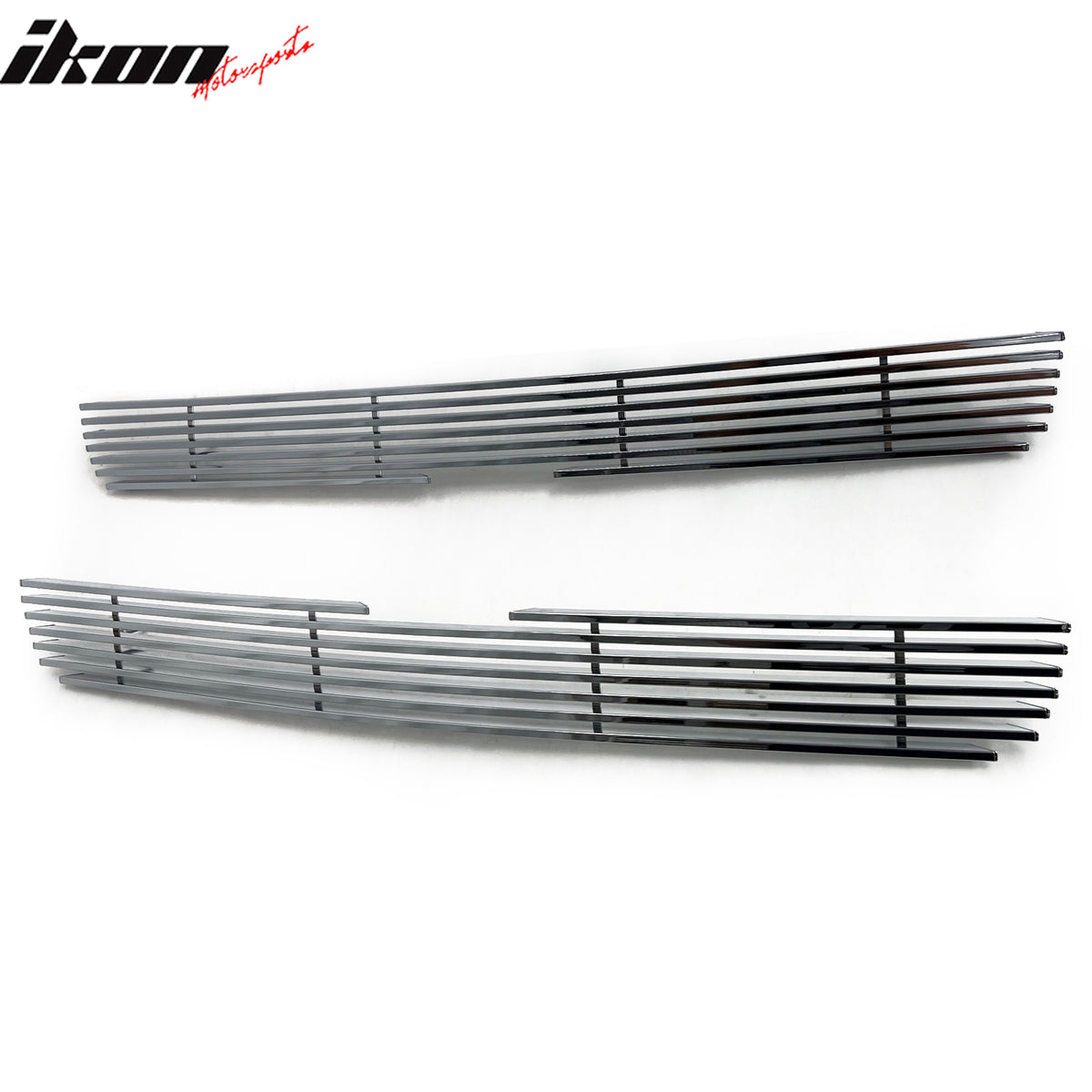 IKON MOTORSPORTS Front Upper Grille Insert, Compatible with 2006-2008 Chevrolet Trailblazer, Billet Style Chrome Replacement Front Bumper Hood Billet Grill Grille Assembly, 2PCS