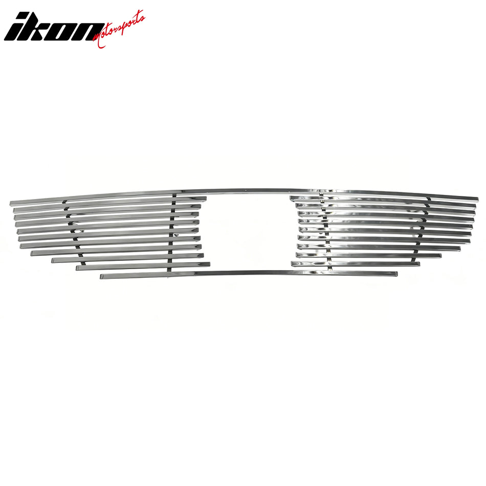 IKON MOTORSPORTS Front Upper Grille, Compatible with 2008-2010 Honda Accord 2-Door Coupe, Billet Style Chrome Stainless Steel Replacement Front Bumper Hood Grill 3PCS