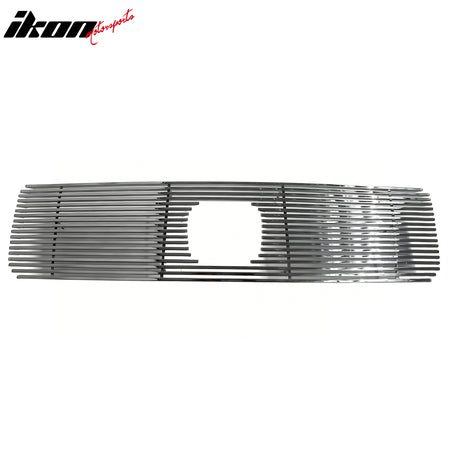 IKON MOTORSPORTS Front Upper Grille, Compatible with 2003-2005 Honda Pilot, Billet Style Chrome Replacement Front Bumper Hood Grill 3PCS