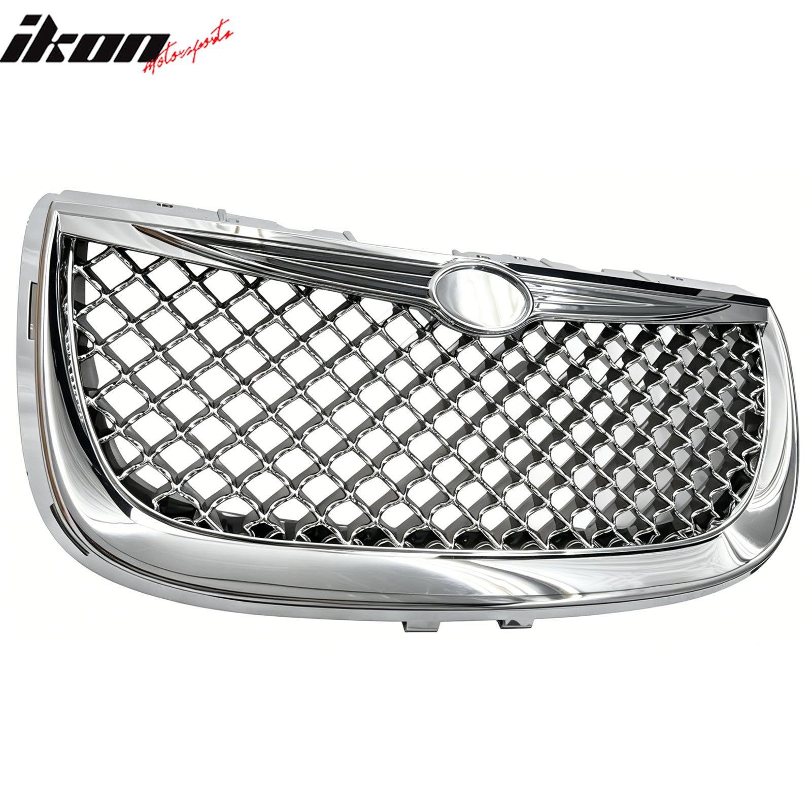 IKON MOTORSPORTS Front Bumper Upper Grille, Compatible with 1993-2003 Chrysler 300/300M, Performance Mesh Style Chrome ABS Plastic Replacement Front Bumper Grill Assembly