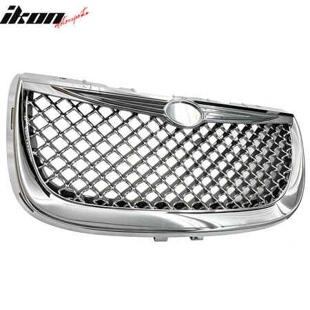 IKON MOTORSPORTS Front Bumper Upper Grille, Compatible with 1993-2003 Chrysler 300/300M, Performance Mesh Style Chrome ABS Plastic Replacement Front Bumper Grill Assembly
