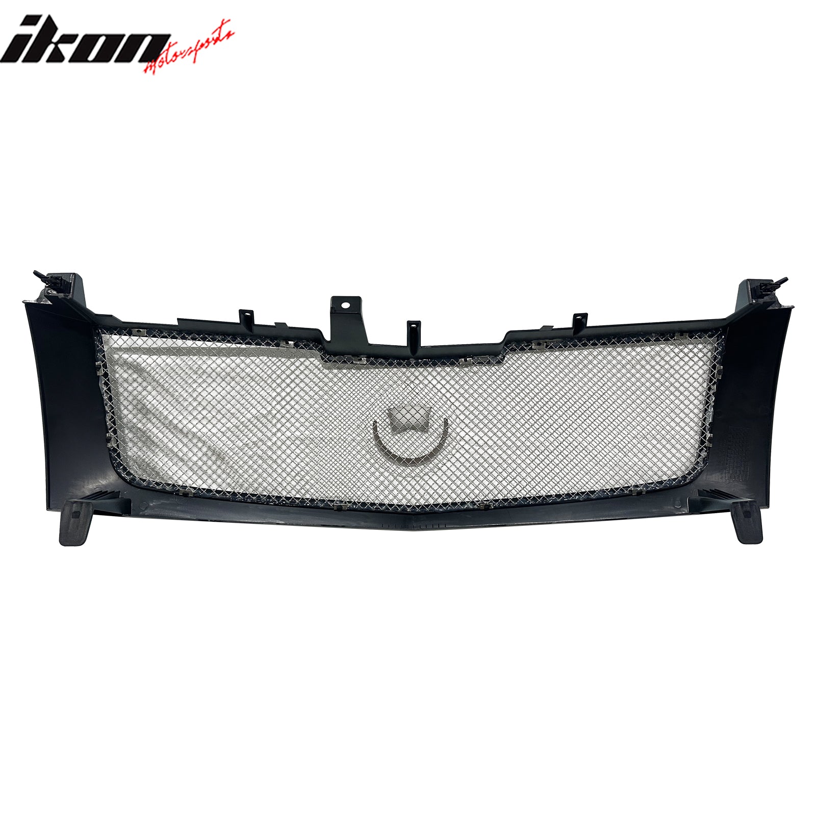 IKON MOTORSPORTS Front Bumper Upper Grille, Compatible with 2002-2006 Cadillac Escalade, Gray Stainless Steel Mesh Replacement Front Bumper Grill Assembly