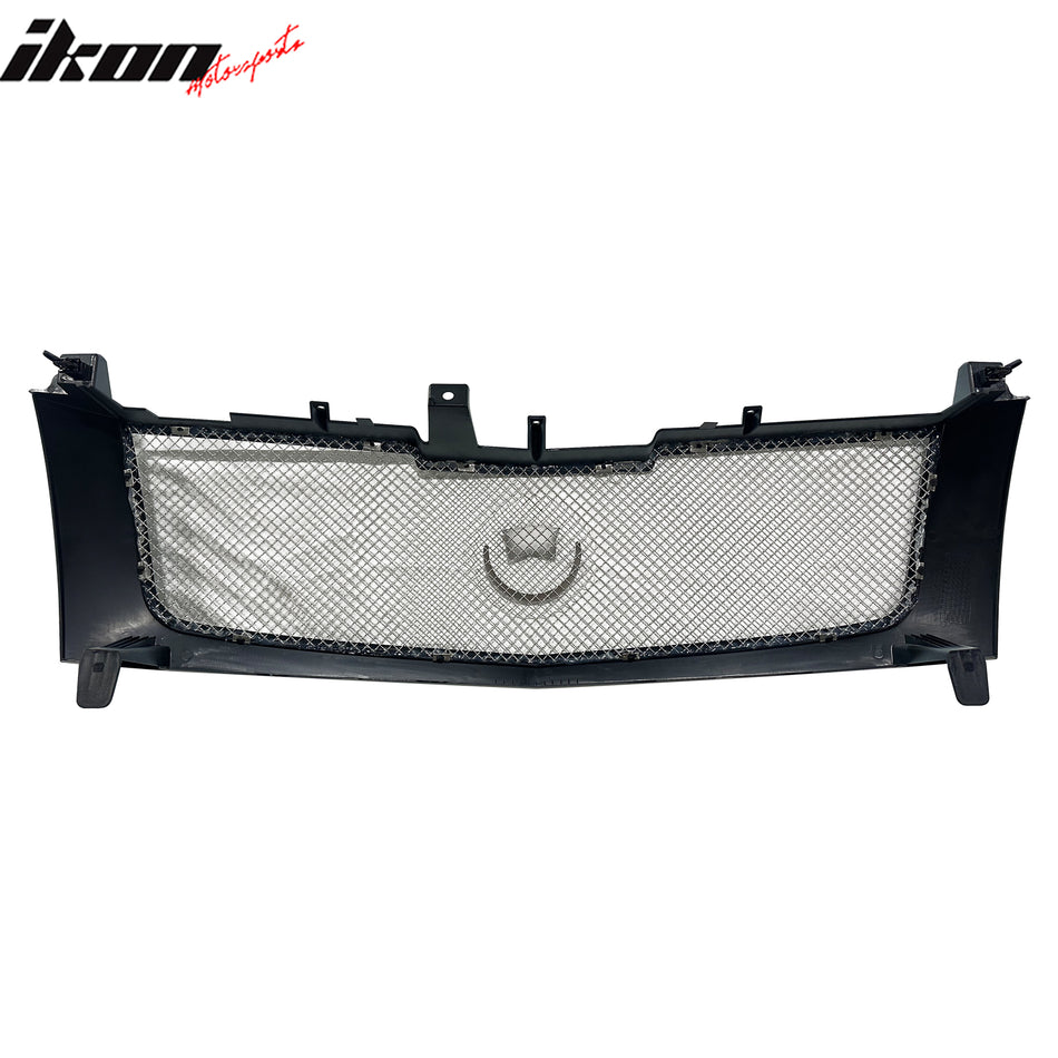 IKON MOTORSPORTS Front Bumper Upper Grille, Compatible with 2002-2006 Cadillac Escalade, Gray Stainless Steel Mesh Replacement Front Bumper Grill Assembly