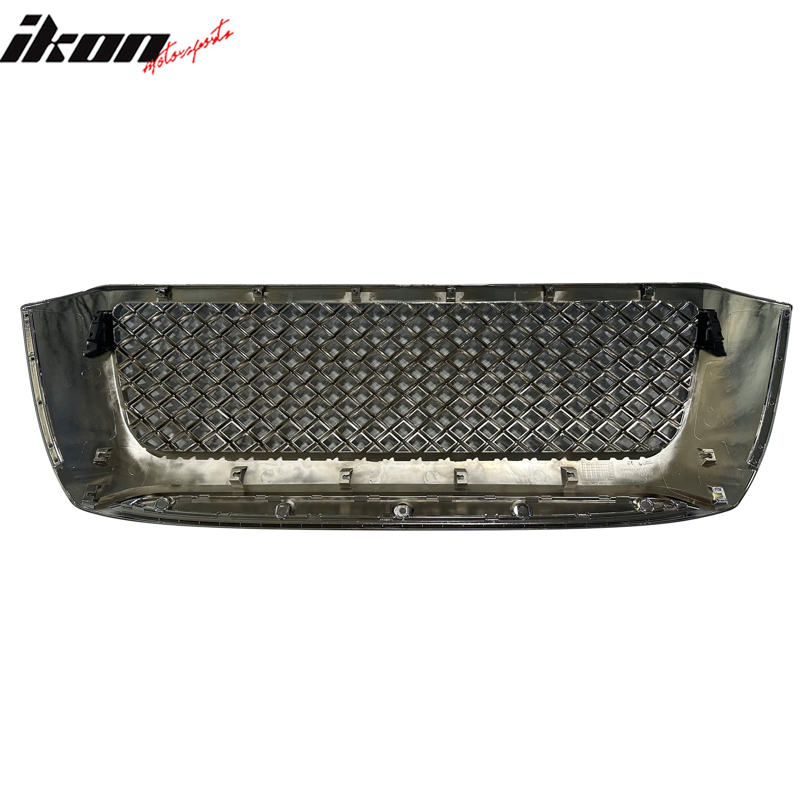 IKON MOTORSPORTS Front Upper Grille, Compatible with 2007-2009 Toyota Tundra, Mesh Style Chrome ABS Plastic Replacement Front Bumper Hood Grill