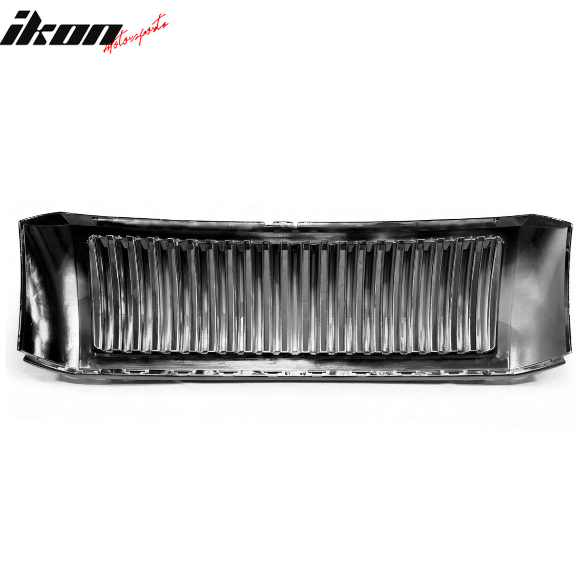 IKON MOTORSPORTS Front Upper Insert Grille, Compatible with 2007-2014 Ford Expedition, Vertical Style Chrome Front Bumper Hood Grill Trim Replacement 1PC