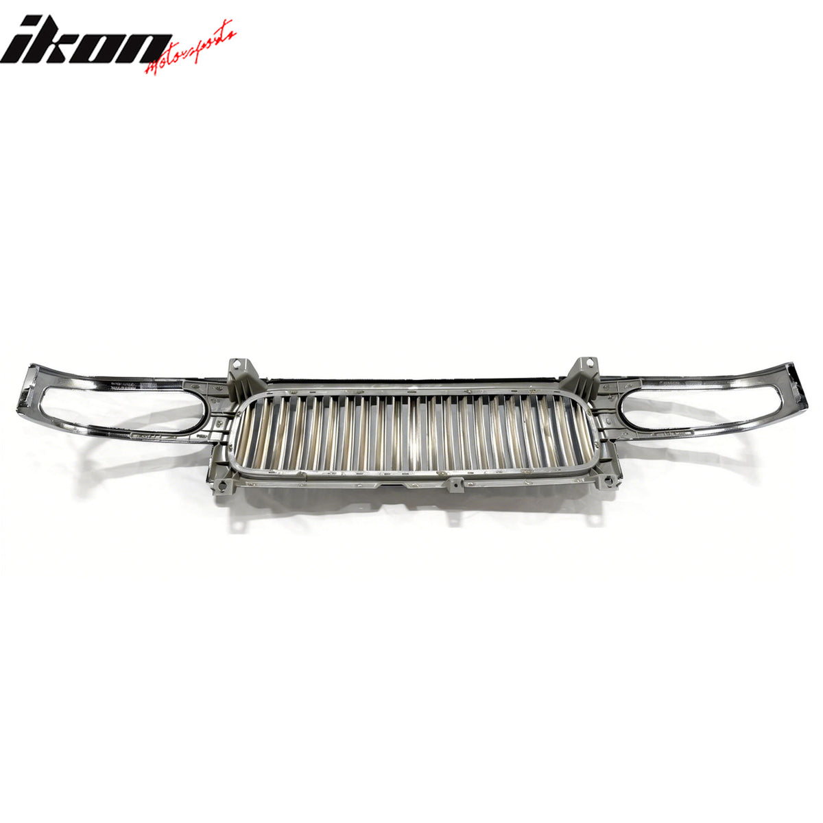 IKON MOTORSPORTS Front Upper Insert Grille, Compatible with 1999-2003 Ford F-150, Vertical Style Chrome Replacement Front Bumper Hood Grill 1PC
