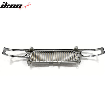 IKON MOTORSPORTS Front Upper Insert Grille, Compatible with 1999-2003 Ford F-150, Vertical Style Chrome Replacement Front Bumper Hood Grill 1PC