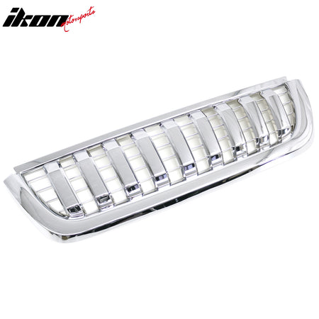 IKON MOTORSPORTS Front Upper Insert Grille, Compatible with 2002-2005 Ford Explorer, Chrome Replacement Front Bumper Hood Grill 1PC