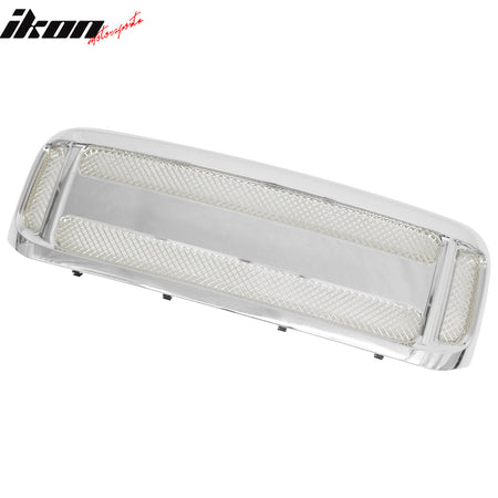 IKON MOTORSPORTS Front Upper Grille, Compatible with 1999-2004 Ford Super Duty, Chrome Replacement Front Bumper Hood Grill Assembly 1PC