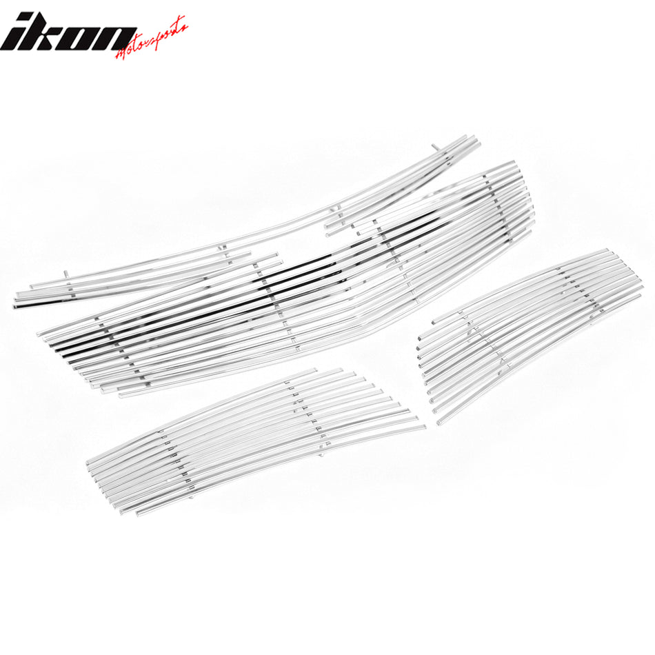 IKON MOTORSPORTS Front Upper Grille, Compatible with 2011-2014 Chevy Cruze (Not Rs/Turbo Package), Billet Style Chrome Stainless Steel Replacement Front Bumper Hood Grill 4PCS