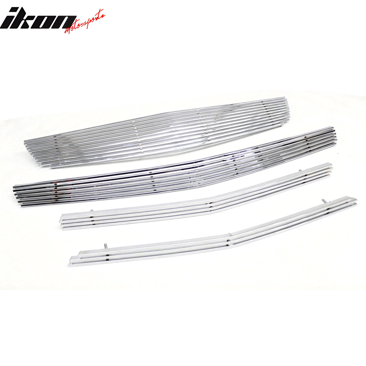 IKON MOTORSPORTS Front Bumper Grille Insert, Compatible with 2008-2012 Chevrolet Malibu, Billet Style Chrome Stainless Steel Replacement Front Bumper Grill Assembly 4PCS