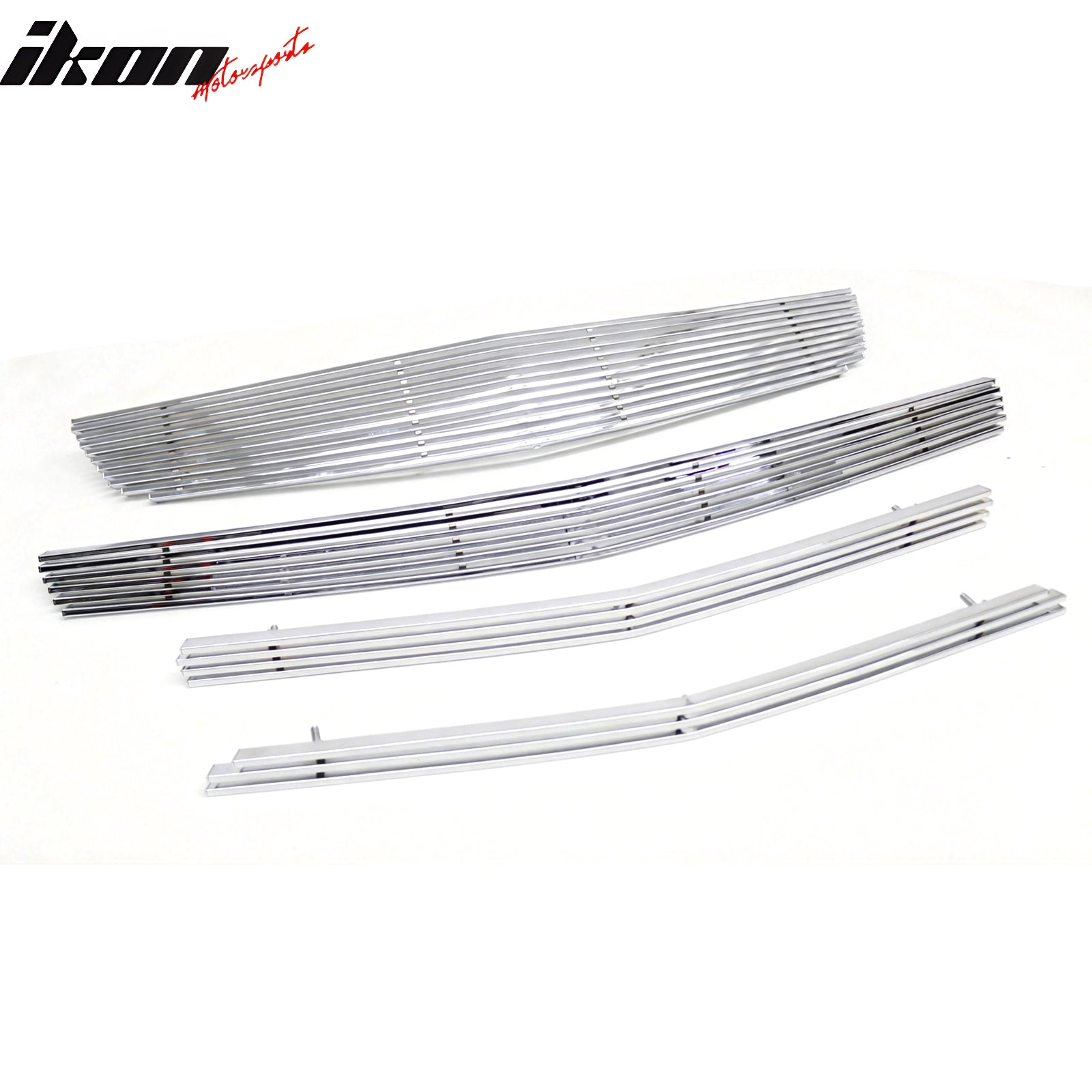 IKON MOTORSPORTS Front Bumper Grille Insert, Compatible with 2008-2012 Chevrolet Malibu, Billet Style Chrome Stainless Steel Replacement Front Bumper Grill Assembly 4PCS