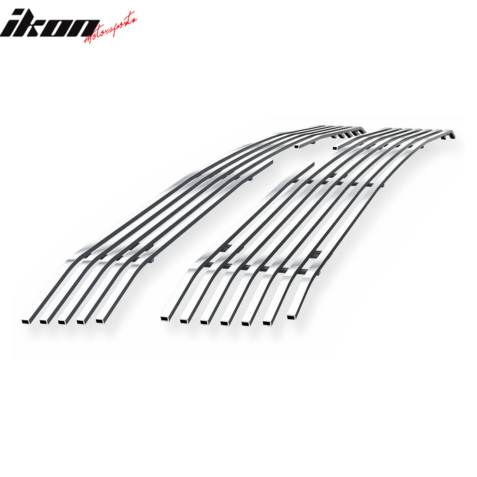IKON MOTORSPORTS Front Upper Grille Insert, Compatible with 2011-2014 Chevy Silverado 2500 HD/3500 HD, Billet Style Chrome Stainless Steel Replacement Front Bumper Hood Billet Grille Assembly, 2PCS
