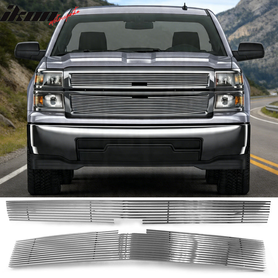 2014-2015 Chevy Silverado 1500 Chrome Front Upper Billet Grille Insert
