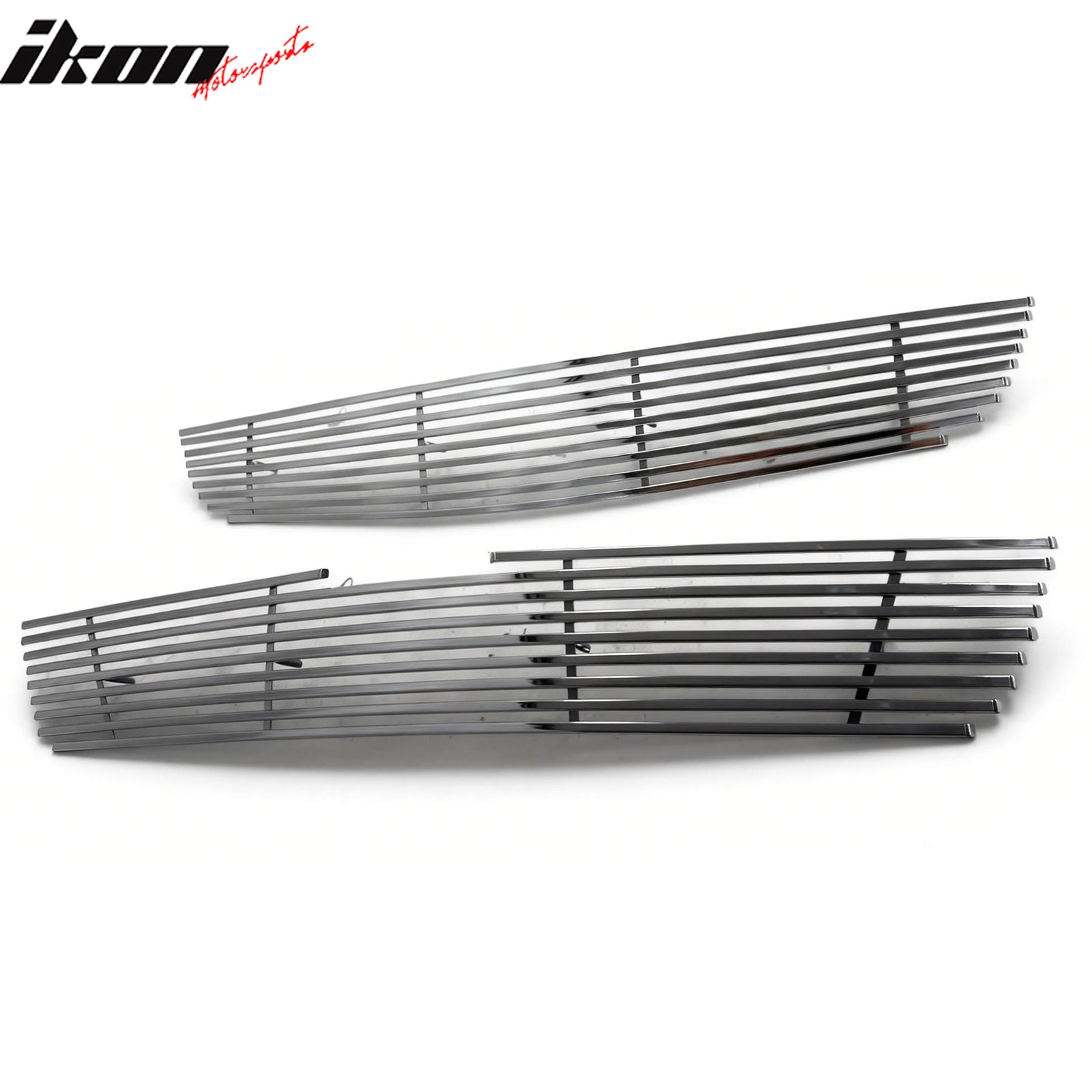 IKON MOTORSPORTS Front Upper + Lower Insert Grilles, Compatible with 2012-2016 Chevrolet Sonic, Billet Style Chrome Stainless Steel Replacement Front Bumper Hood Grill 2PCS