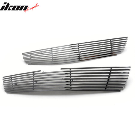 IKON MOTORSPORTS Front Upper + Lower Insert Grilles, Compatible with 2012-2016 Chevrolet Sonic, Billet Style Chrome Stainless Steel Replacement Front Bumper Hood Grill 2PCS