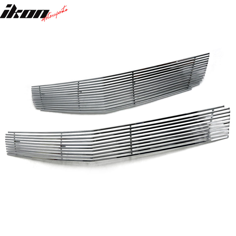 IKON MOTORSPORTS Front Upper Grille Insert, Compatible with 2009-2012 Chevrolet Traverse, Billet Style Chrome Stainless Steel Replacement Front Bumper Hood Billet Grill Grille Assembly, 2PCS