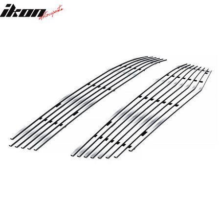 IKON MOTORSPORTS Front Upper Grille Insert, Compatible with 2009-2012 Chevrolet Traverse, Billet Style Chrome Stainless Steel Replacement Front Bumper Hood Billet Grill Grille Assembly, 2PCS
