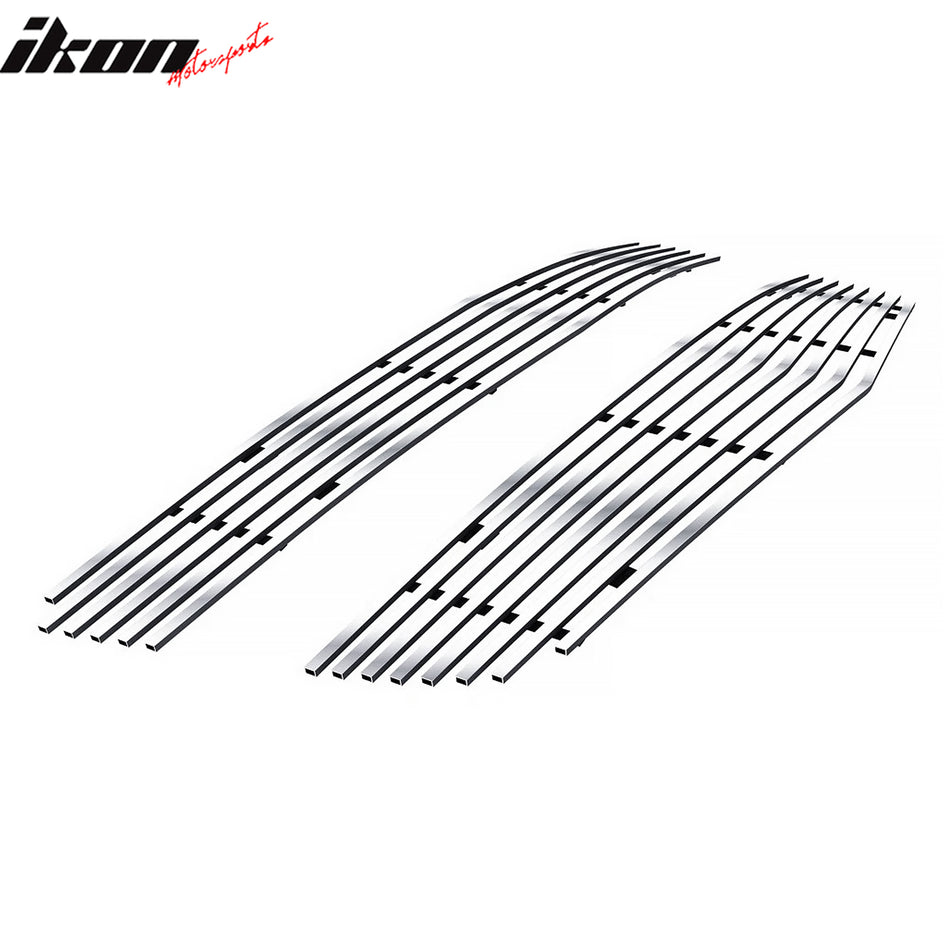 IKON MOTORSPORTS Front Upper Grille Insert, Compatible with 2009-2012 Chevrolet Traverse, Billet Style Chrome Stainless Steel Replacement Front Bumper Hood Billet Grill Grille Assembly, 2PCS