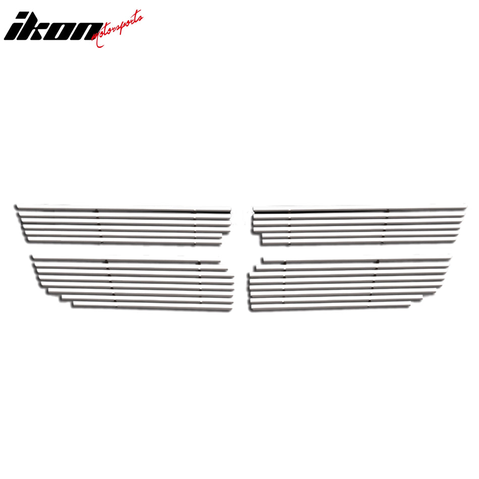 IKON MOTORSPORTS Front Upper Insert Grille, Compatible with 2008-2010 Dodge Avenger, Billet Style Chrome Stainless Steel Replacement Front Bumper Hood Grill 4PCS