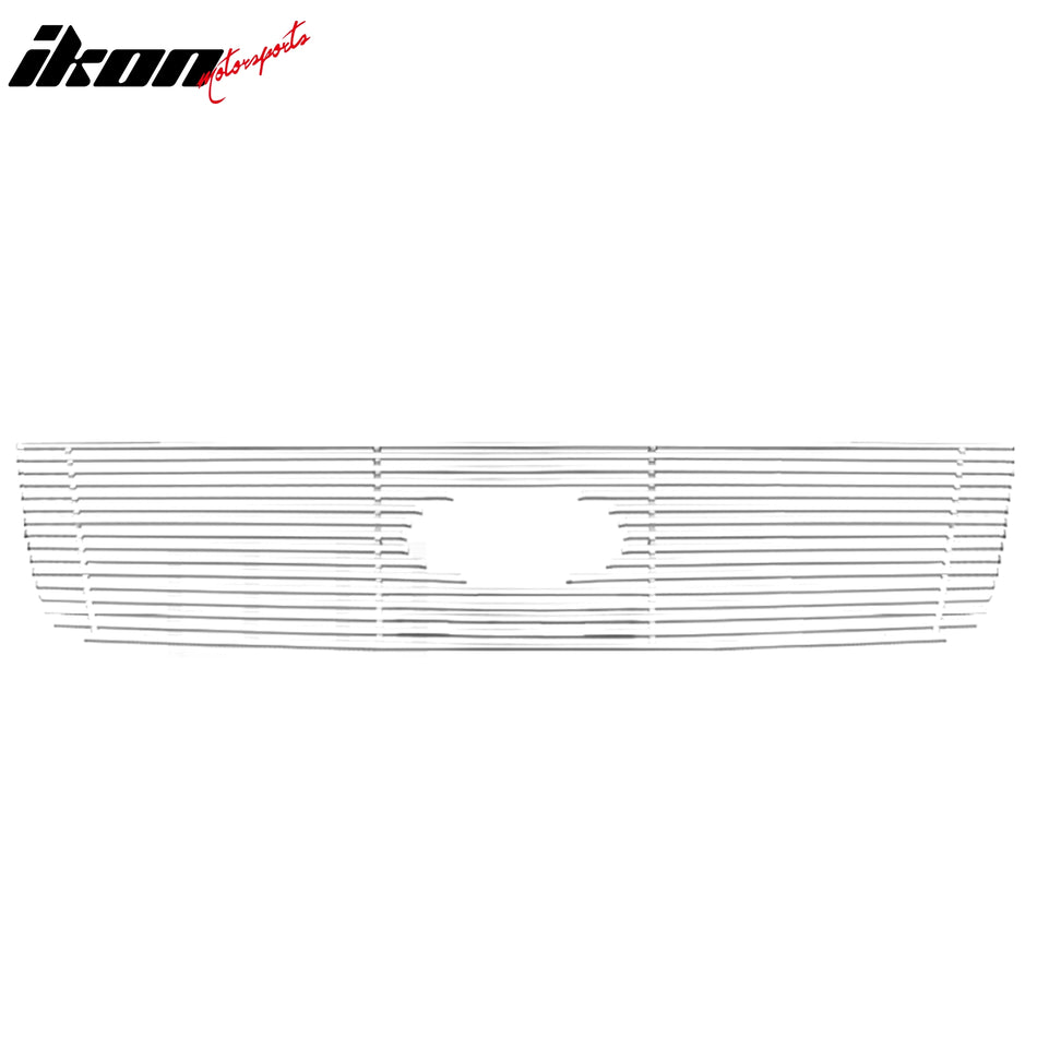 IKON MOTORSPORTS Front Upper Insert Grille, Compatible with 2009-2010 Ford Explorer, Billet Style Chrome Stainless Steel Replacement Front Bumper Hood Grill 1PC