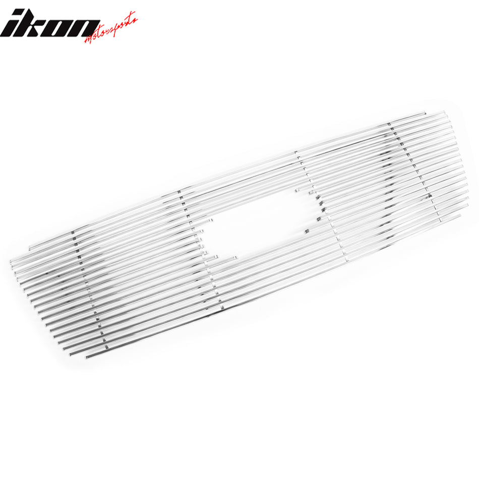 IKON MOTORSPORTS Front Insert Grille, Compatible with 2004-2008 Ford F-150, Chrome Stainless Steel Replacement Front Bumper Hood Grill Assembly 2PCS