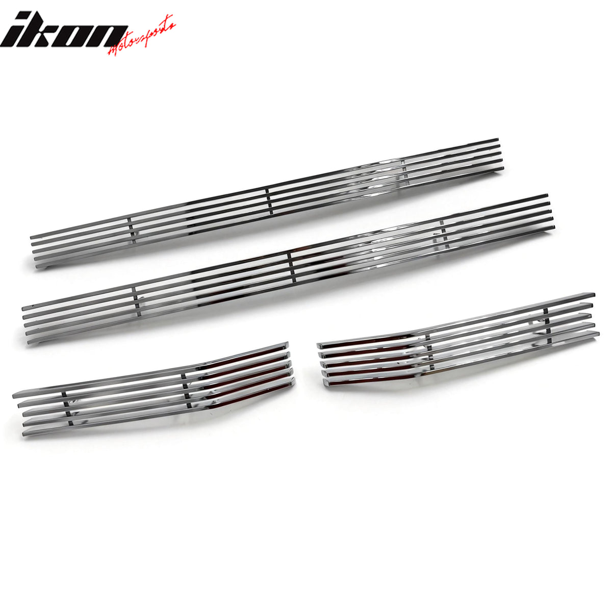 IKON MOTORSPORTS Front Upper Insert Grille, Compatible with 2011-2016 Ford F-250 Super Duty XL/Lariat/King Ranch, Billet Style Chrome Stainless Steel Replacement Front Bumper Hood Grill 4PCS