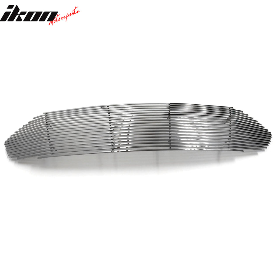 IKON MOTORSPORTS Front Upper Insert Grille, Compatible with 2013-2015 Ford Fusion, Billet Style Chrome Stainless Steel Replacement Front Bumper Hood Grill 1PC