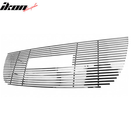 IKON MOTORSPORTS Front Bumper Upper Top Grille Insert, Compatible with 2007-2013 GMC Yukon & Yukon XL, Billet Style Chrome Stainless Steel Replacement Front Bumper Grill Assembly
